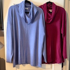 Croft & Barrow Cowl Neck Sweaters - Light Blue and Burgundy